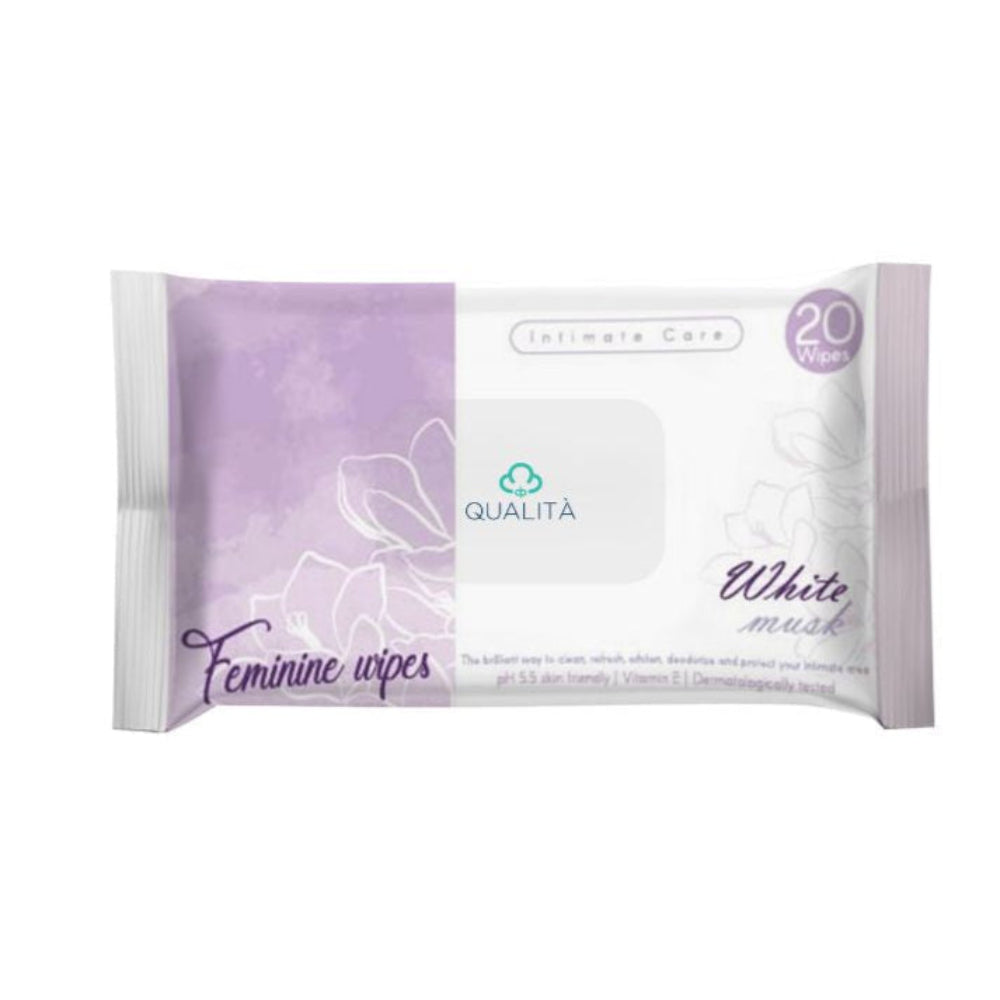 Qualita Feminine Wipes – White Musk (20Pcs)