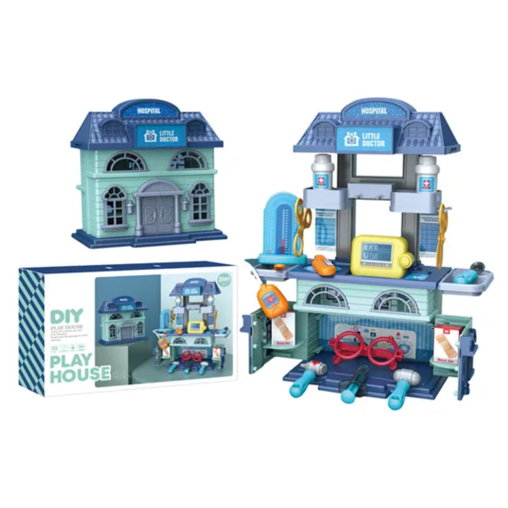 DIY 2-in-1 Play House Villa Medical toy set