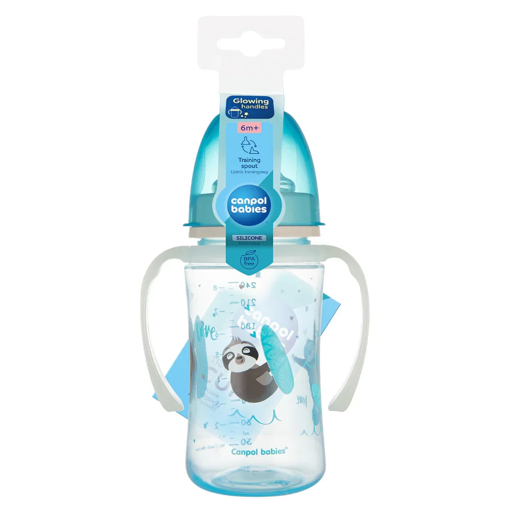 Canpol Babies Training Cup with Glowing Handles 240ml – Blue - Baby Essentials