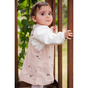 Baby Girls Cotton/Velvet 2-Piece Outfit Set – Coffee/Pink