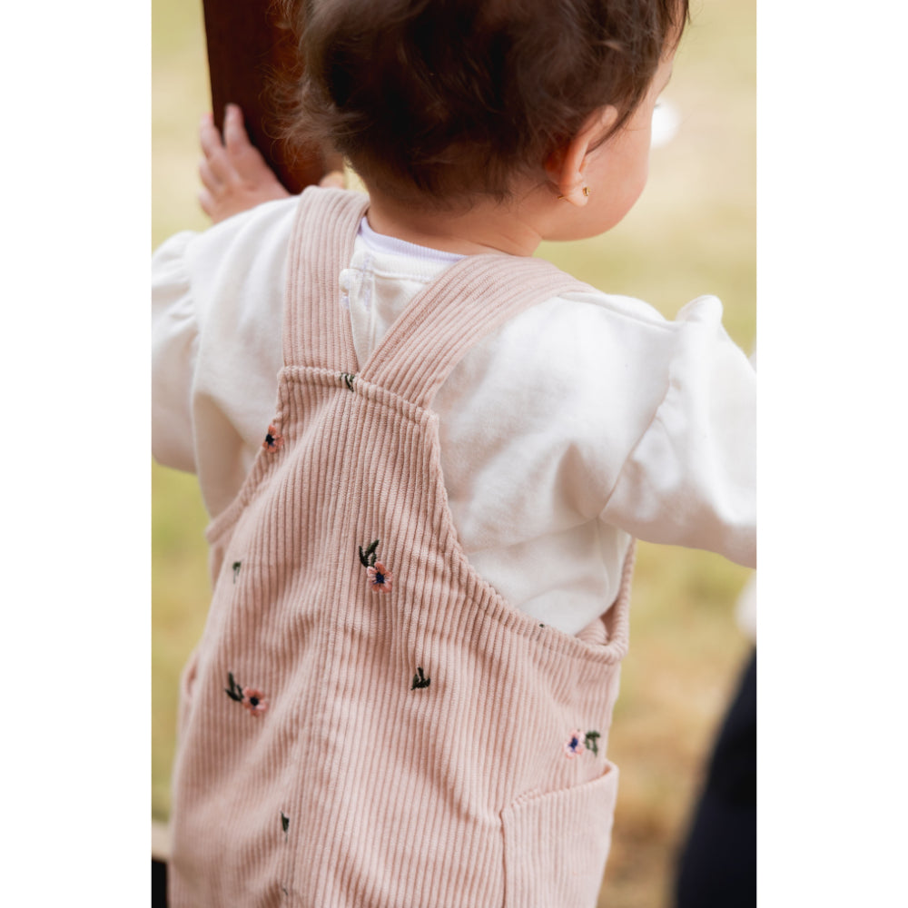 Baby Girls Cotton/Velvet 2-Piece Outfit Set – Coffee/Pink