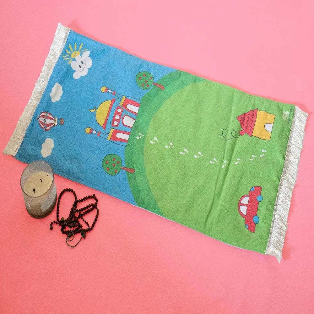 Children's Prayer Mat (Beautiful Mosque & Farm House) - Party - Seedzo Prints