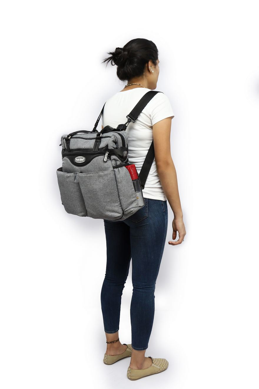 Petit Bebe Baby Diaper Bag Premium – Grey & Black