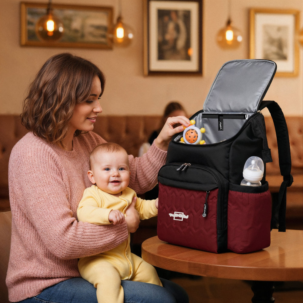 Petit Bebe Baby Diaper Backpack Premium Allure – Burgundy