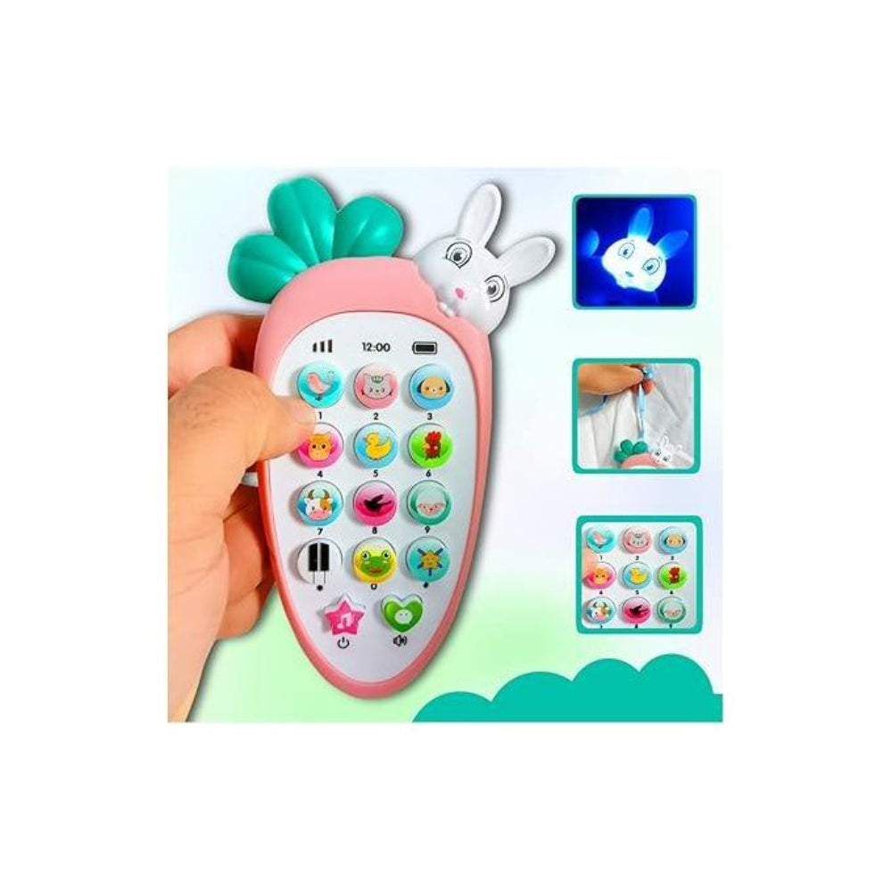 Carrot Phone Toy with Animal Sounds for Babies - Pink