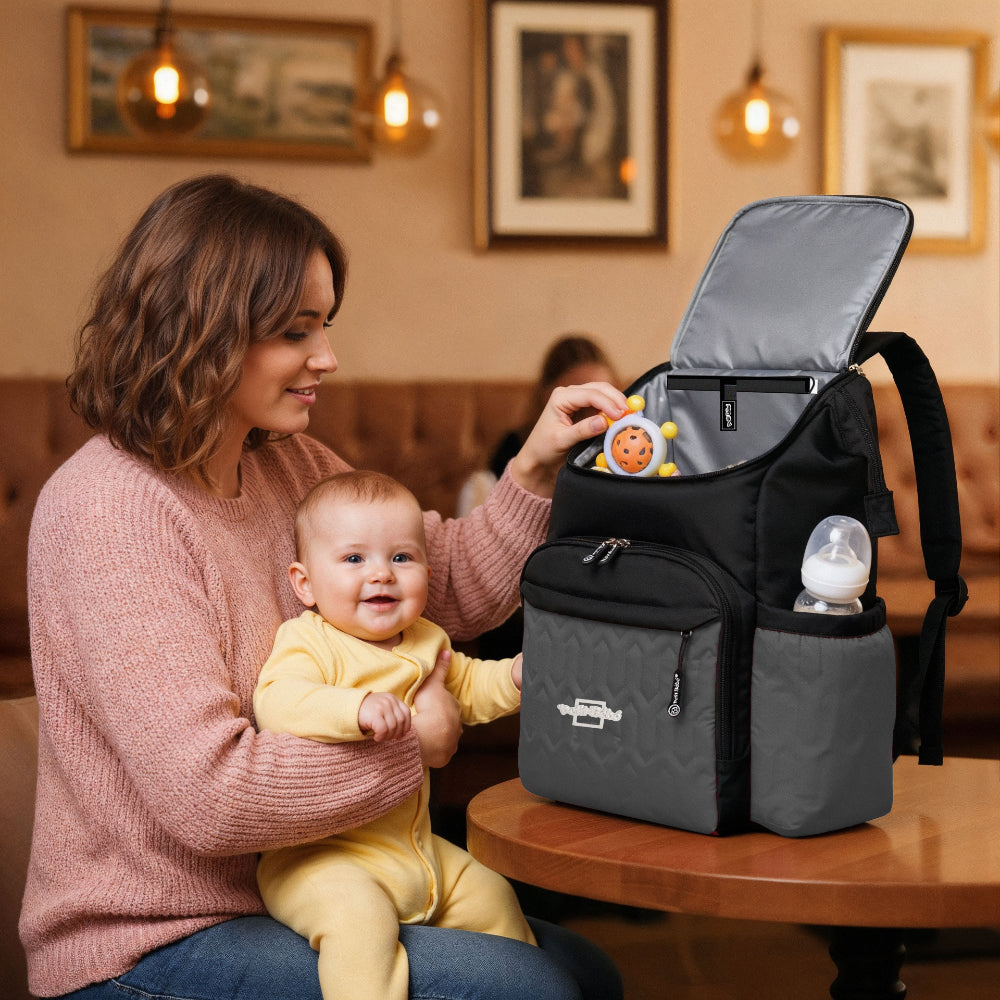 Petit Bebe Baby Diaper Backpack Premium Allure – Grey