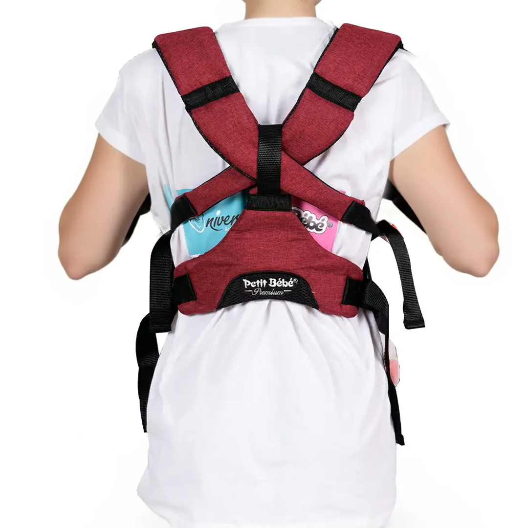 Petit Bebe Baby Carrier Premium Max – Linen Dark & Red