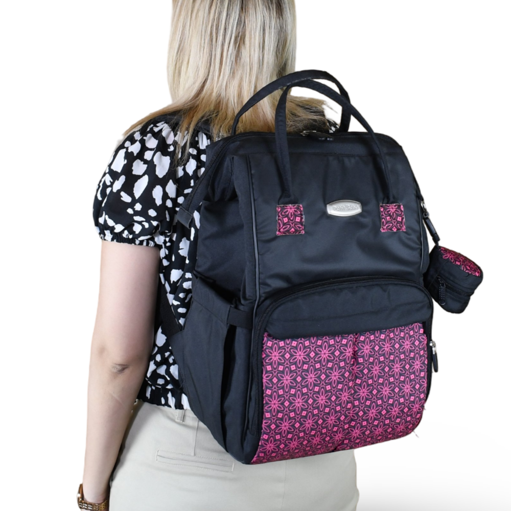 Petit Bebe Vea Baby Diaper Bag – Black & Fuchsia