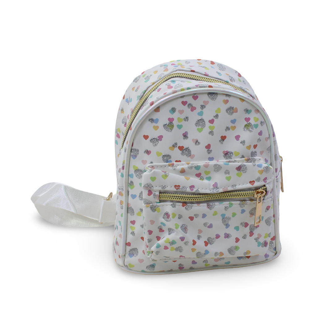 Hearts Backpack – White