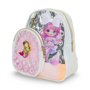 School Backpack with Pocket – White