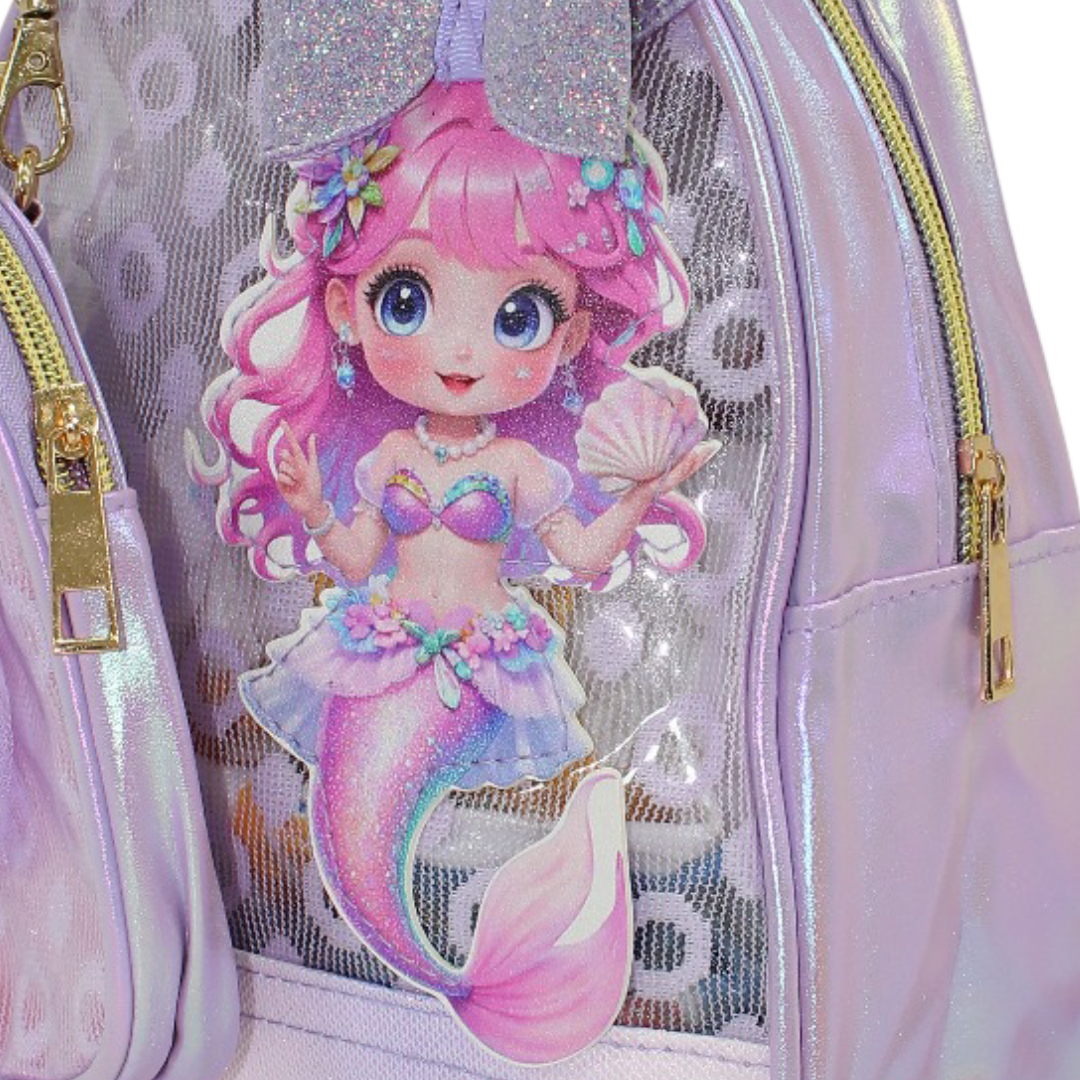 School Backpack with Pocket – Purple