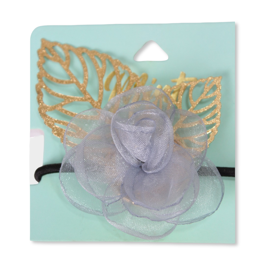 Mint Flower Hair Tie – Grey