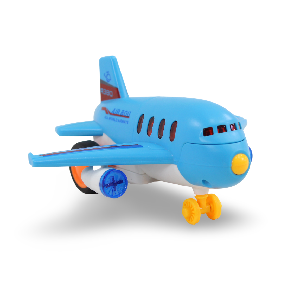 Airplane Toy Blue with Yellow Wheels