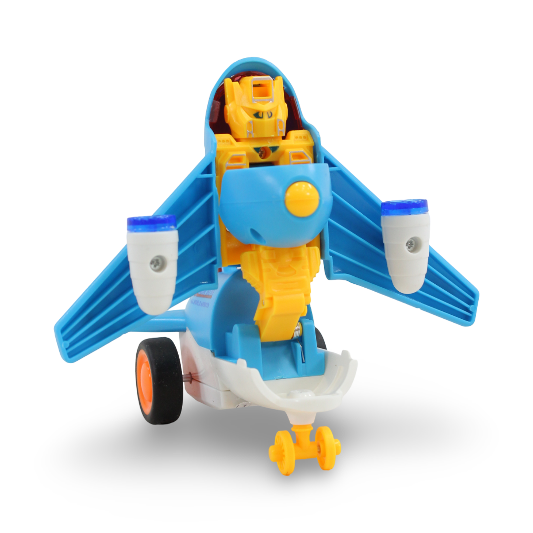 Airplane Toy Blue with Yellow Wheels