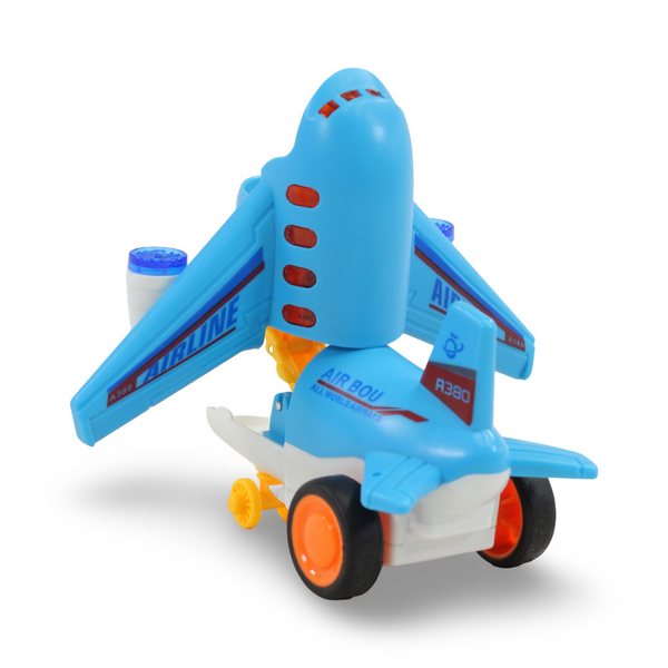 Airplane Toy Blue with Yellow Wheels