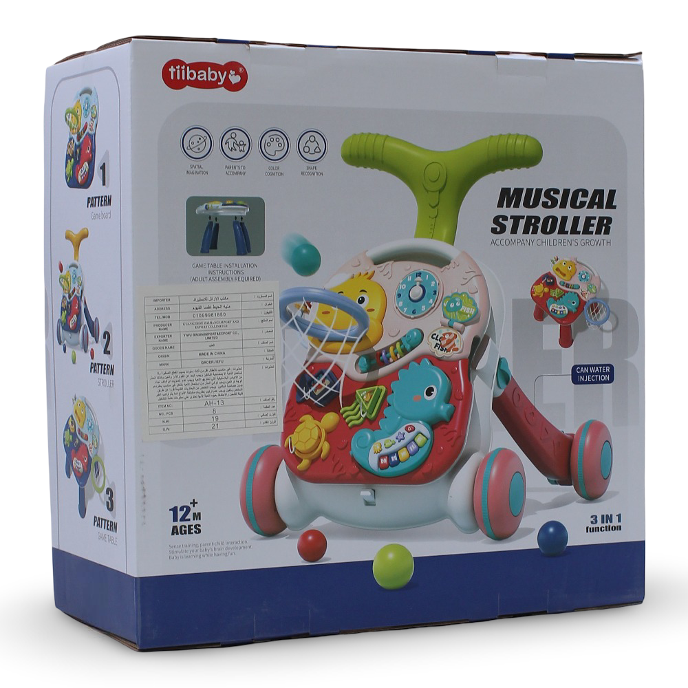 Tiibaby 3-in-1 Musical Stroller with Basketball Hoop