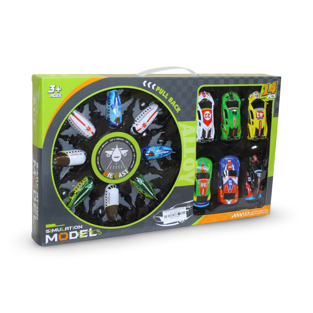 All-in-One Turbo Racing Cars and Flying Planes Pull-Back Action Set – 14 Pcs - Toys - OKO