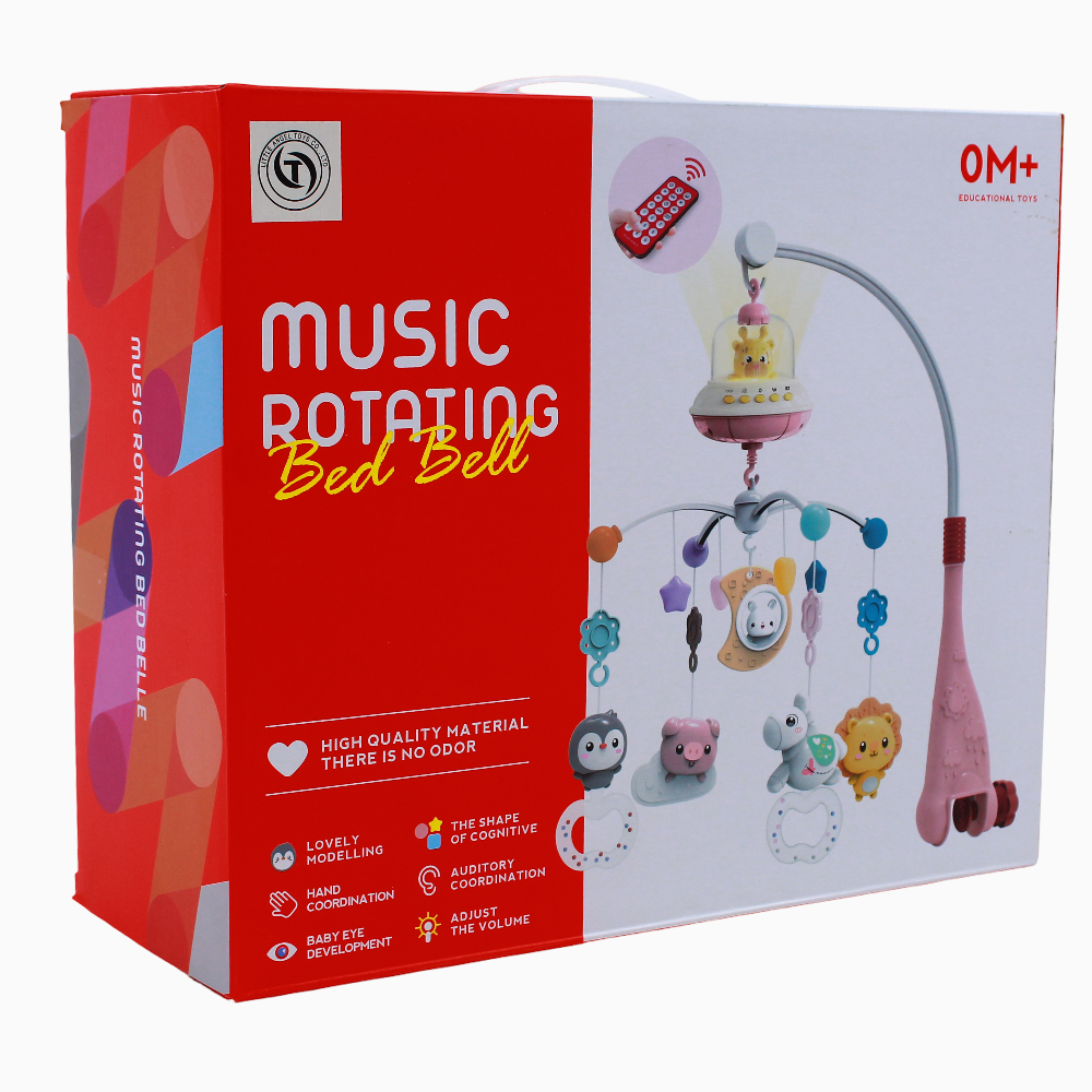 Baby Music Rotating Bed Bell with Remote Control - pink