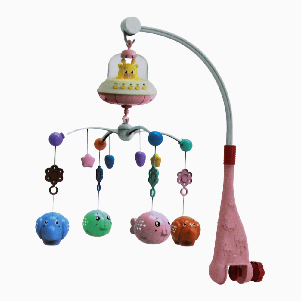 Baby Music Rotating Bed Bell with Remote Control - pink
