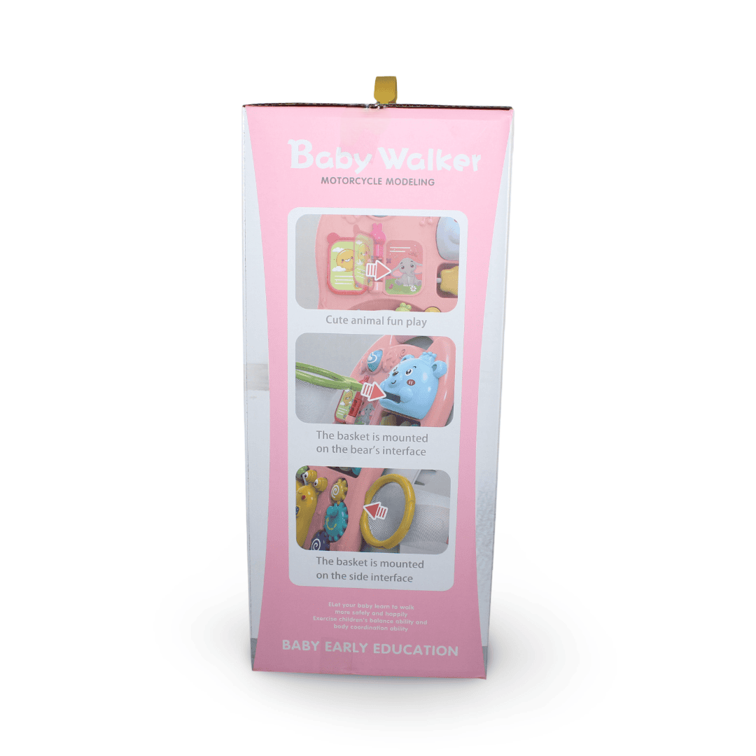 3-in-1 Baby Learning Walker and Game Table – Pink