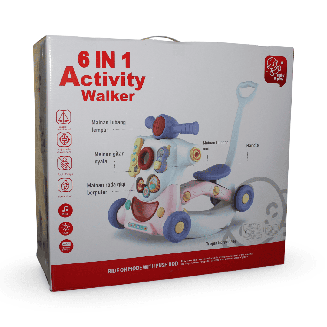 6in1 Multifunctional Baby Activity Walker Toy – Pink