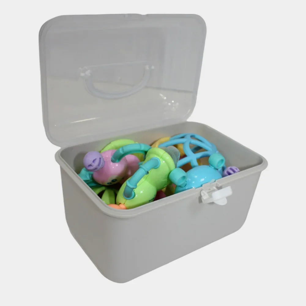 Baby Rattle Set – 7 Different Shapes with Gentle Rattle Sounds (Grey)