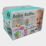 Baby Rattle Set – 7 Different Shapes with Gentle Rattle Sounds (Aqua)