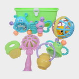 Baby Rattle Set – 7 Different Shapes with Gentle Rattle Sounds (Green)