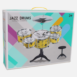 5-Piece Jazz Drum Set – Black with Stars