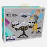 5-Piece Jazz Drum Set – Black with Stars