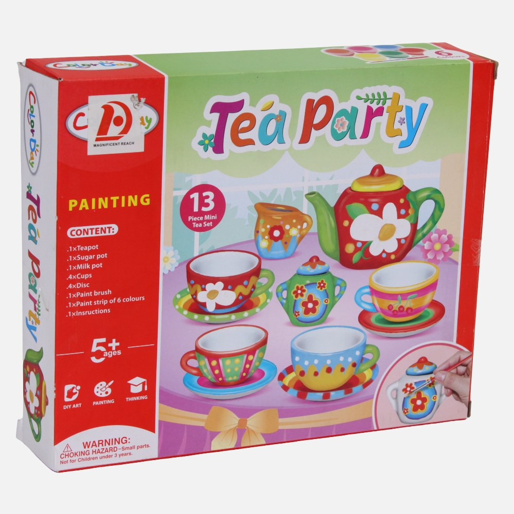 Tea Party Painting Set with Colors – 13 Pieces