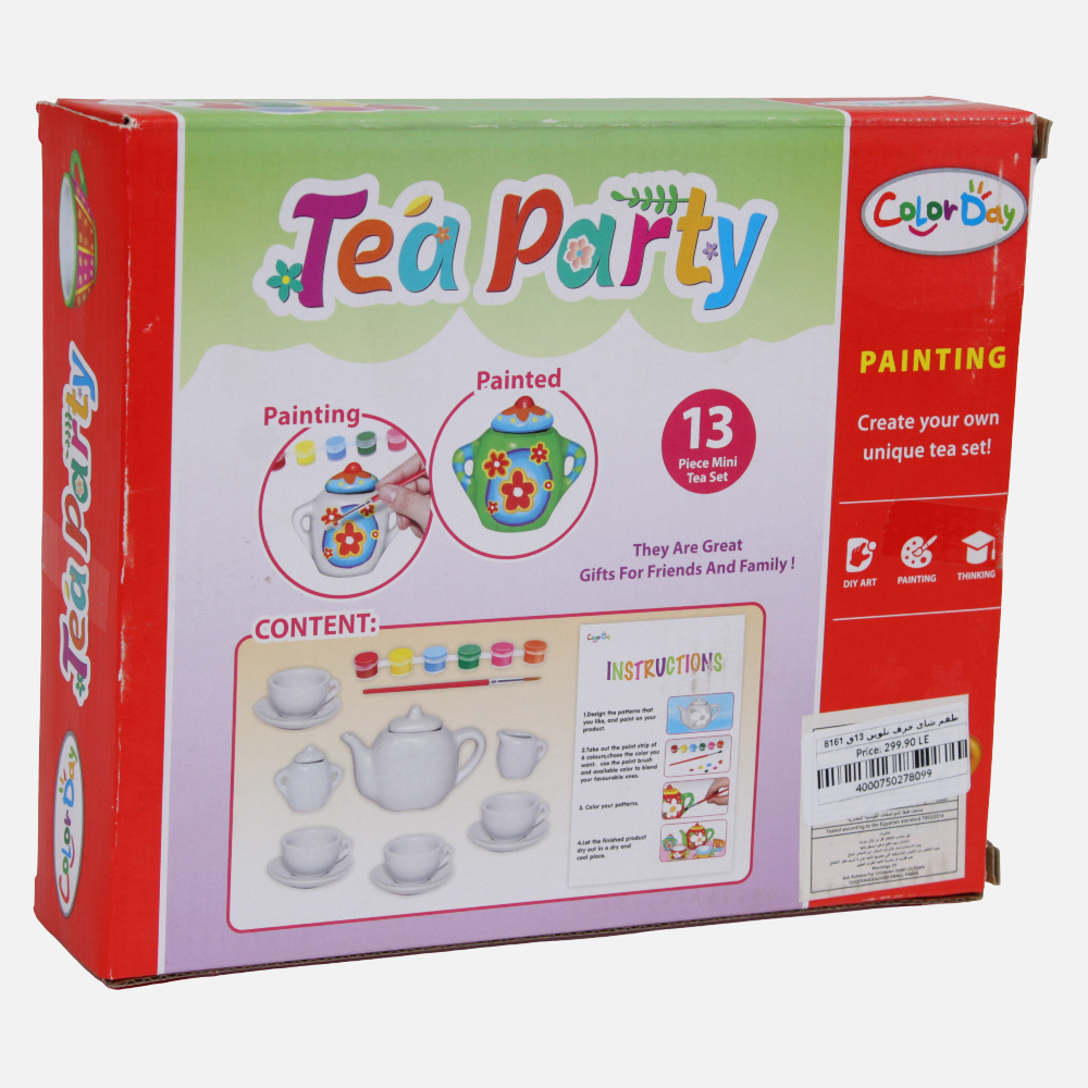 Tea Party Painting Set with Colors – 13 Pieces