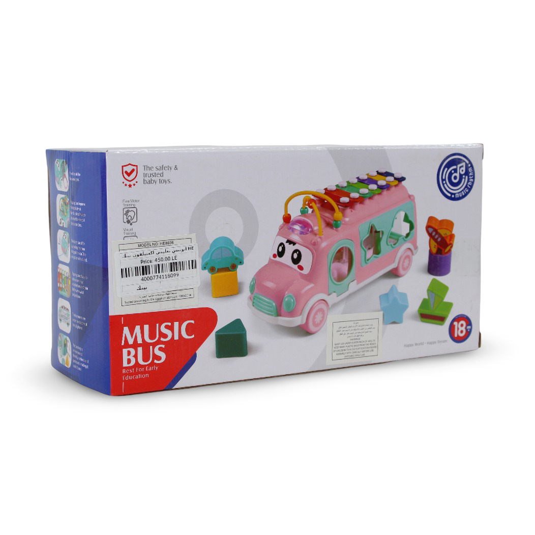 Baby Musical Hand Knock Xylophone Bus – Pink