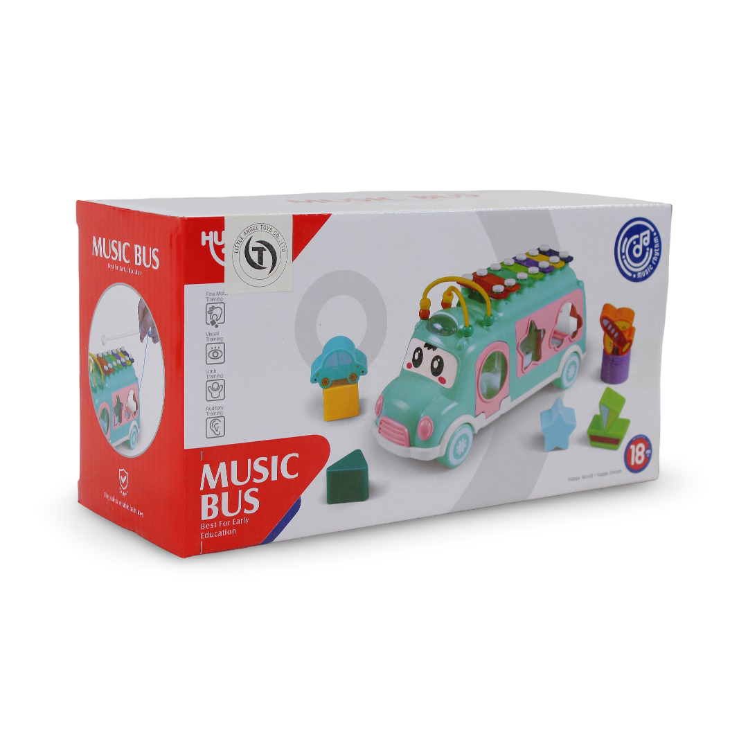 Baby Musical Hand Knock Xylophone Bus – Pink