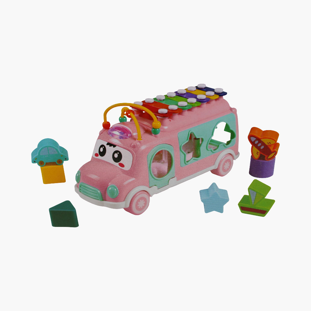 Baby Musical Hand Knock Xylophone Bus – Pink