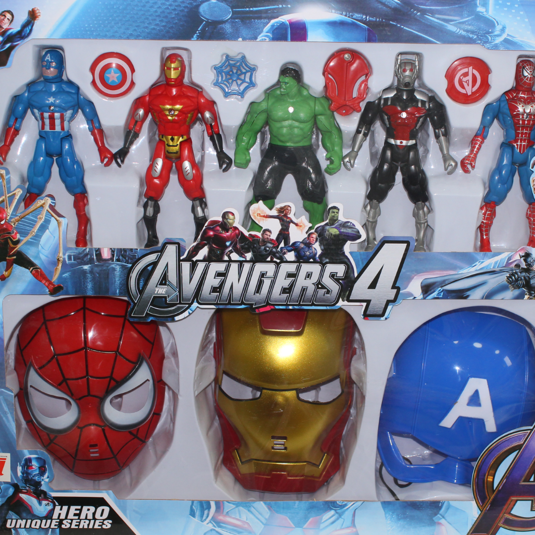 Avengers 5 Hero Action Figure with Masks Set
