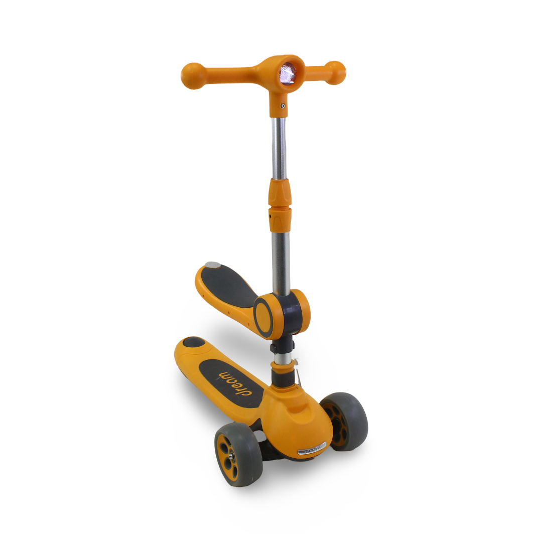 3-Wheel Scooter with Seat – Black & Yellow