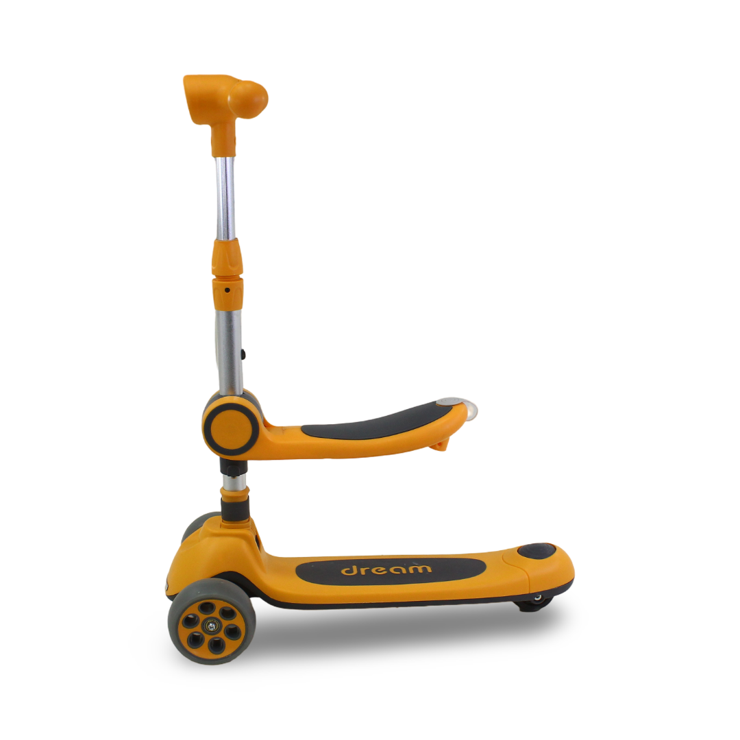3-Wheel Scooter with Seat – Black & Yellow
