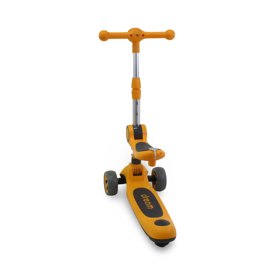 3-Wheel Scooter with Seat – Black & Yellow