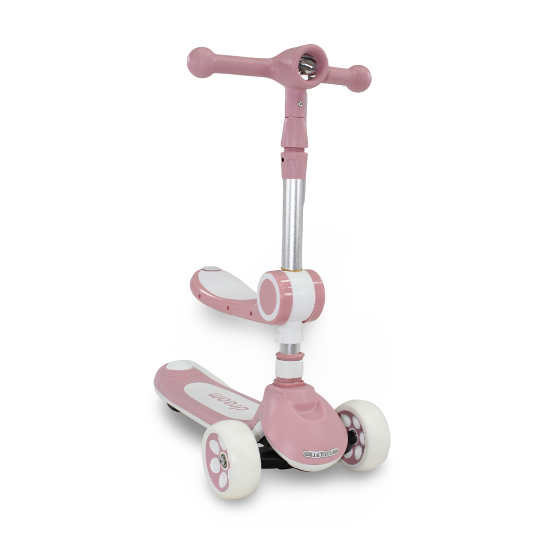 3-Wheel Scooter with Seat – Dusty Pink & White