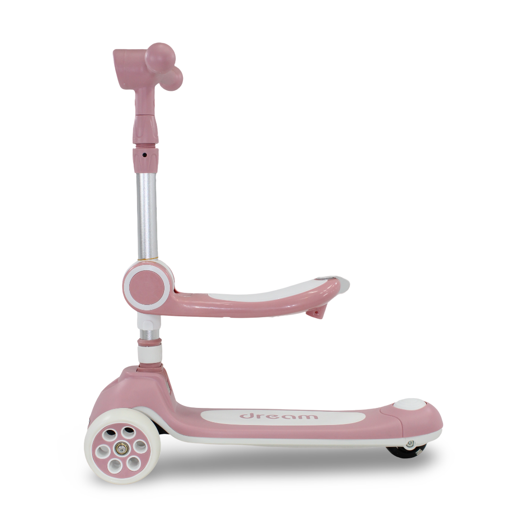 3-Wheel Scooter with Seat – Dusty Pink & White