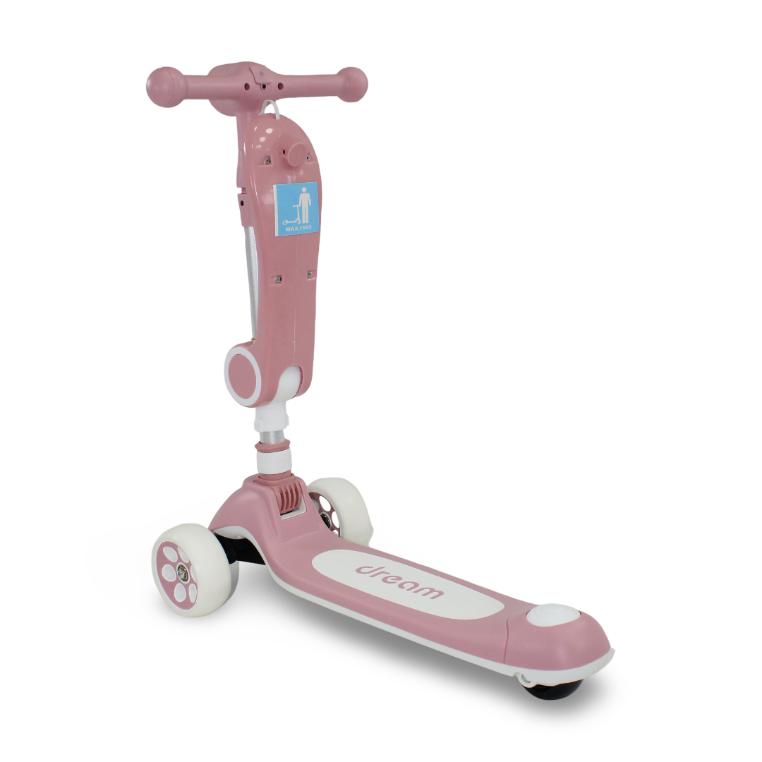 3-Wheel Scooter with Seat – Dusty Pink & White