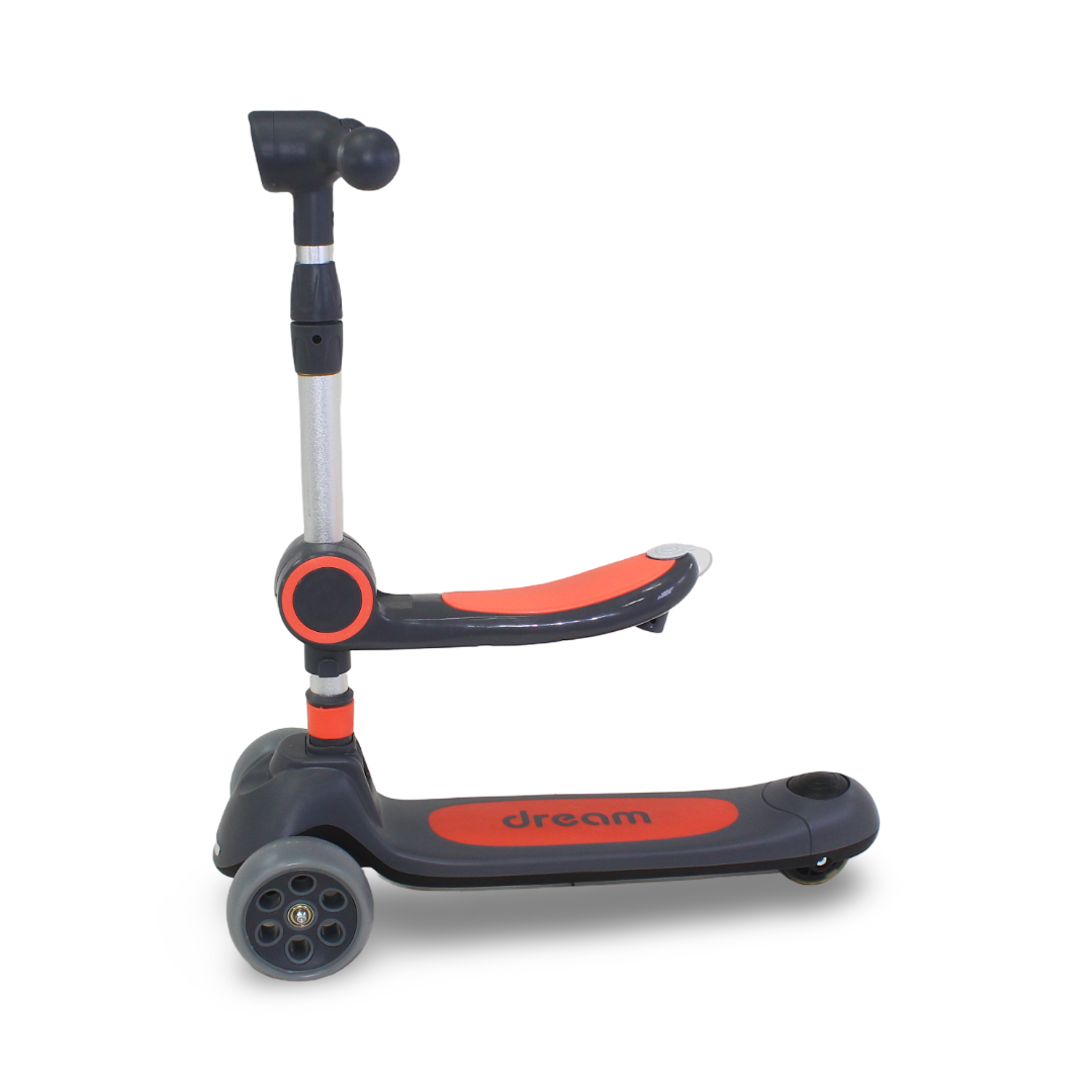 3-Wheel Scooter with Seat – Grey & Orange