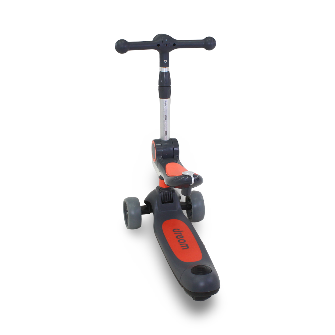 3-Wheel Scooter with Seat – Grey & Orange