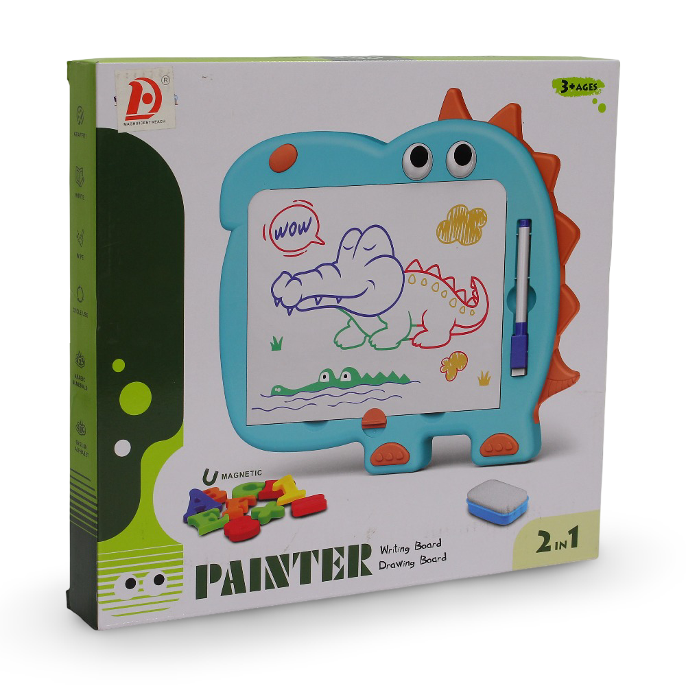 Magnetic Painter Drawing Board with Dino Design 2 in 1 - Salmon