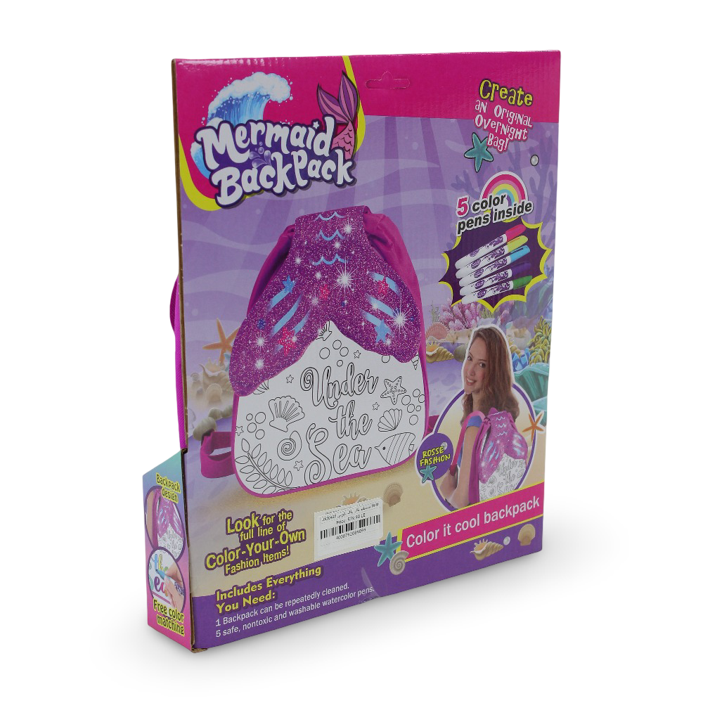 DIY Washable Coloring Markers Mermaid Backpack Set