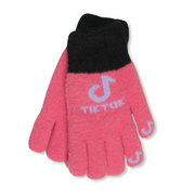 Childrens Gloves Pink with Tik Tok Design