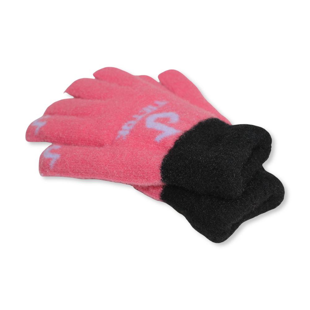 Childrens Gloves Pink with Tik Tok Design