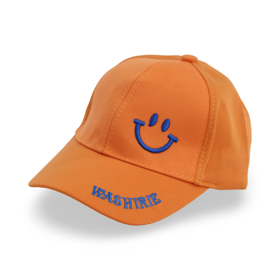 Unisex Cotton Cap – Orange with Smile Embroidery - Clothing - Fancy