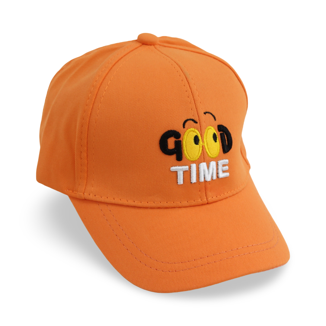 Unisex Cotton Cap – Orange with "Good Time" Design - Clothing - Fancy